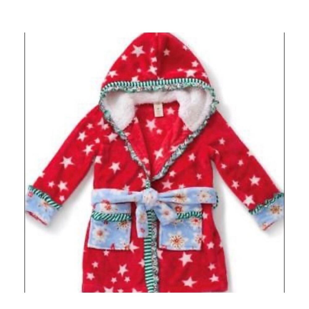 Matilda Jane Girls Holiday Sherpa Robe Red White Star